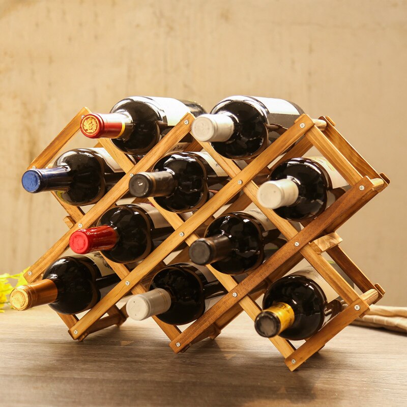 Wooden Wine Rack Wijnrek Foldable Wine Holder Bote... – Grandado