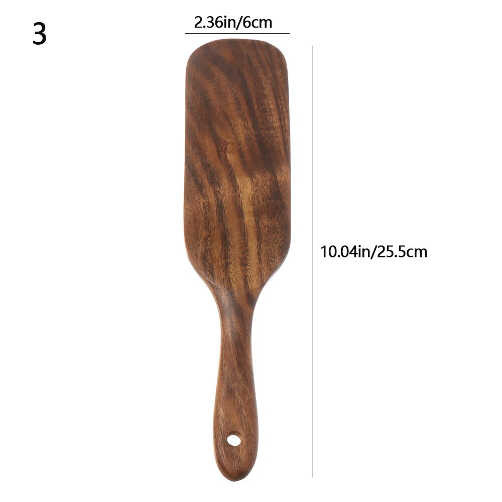Wooden Spurtles Set Slotted spatula Ladle colander for Stirring Mixing Serving Natural Teak Kitchen Cooking Utensil: 3