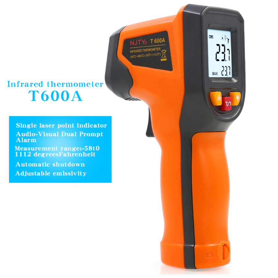 NJTY T400A T600A High Precision Infrared Thermometer, Water Thermometer, Baking and Kitchen Industrial Thermometer: WHITE