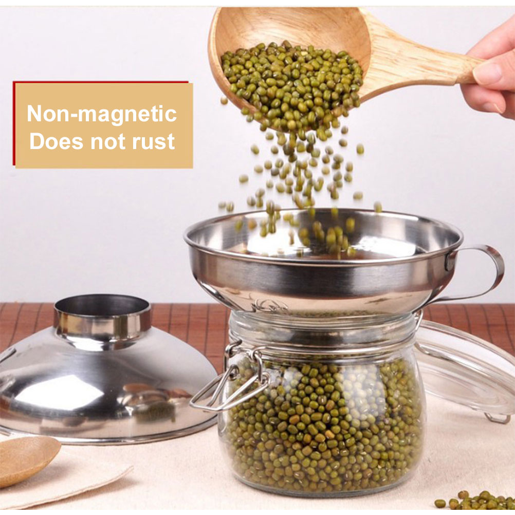 2pcs Stainless Steel Wide Mouth Canning Funnel Large Mouth Funnels With Hook For Beans Sauces Liquid Oil Grain Kitchen Tools