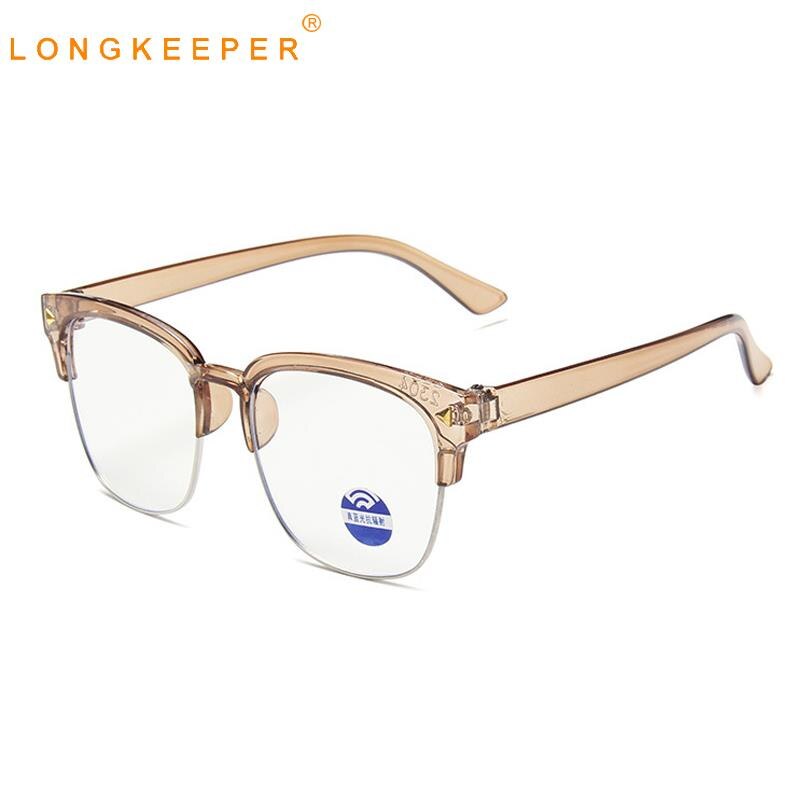 Montura de gafas Retro cuadrada transparente Anti-azul claro para niños, lentes transparentes semi-sin montura, gafas con remaches para niños