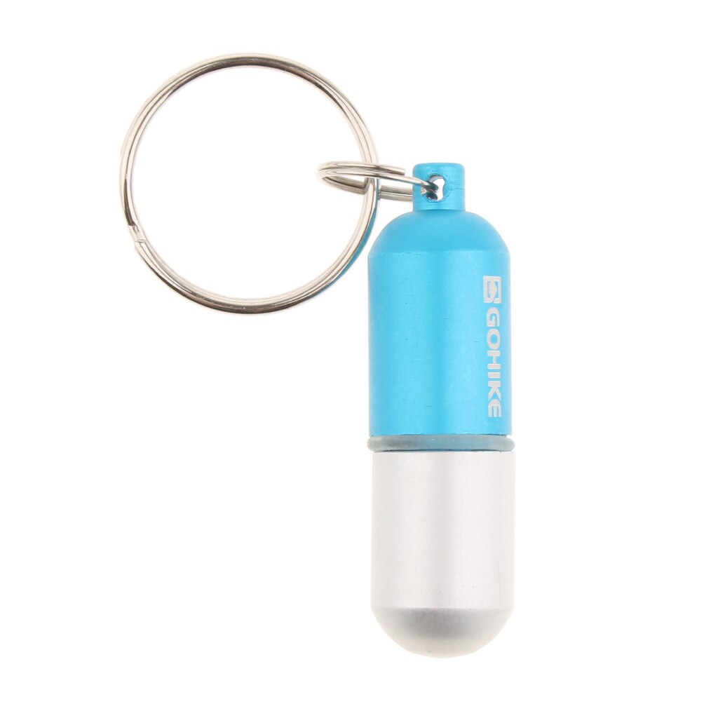 Waterdichte Aluminium Pil Opbergdoos Sleutelhanger Capsule Tablet Container Fles Houder: Blue S