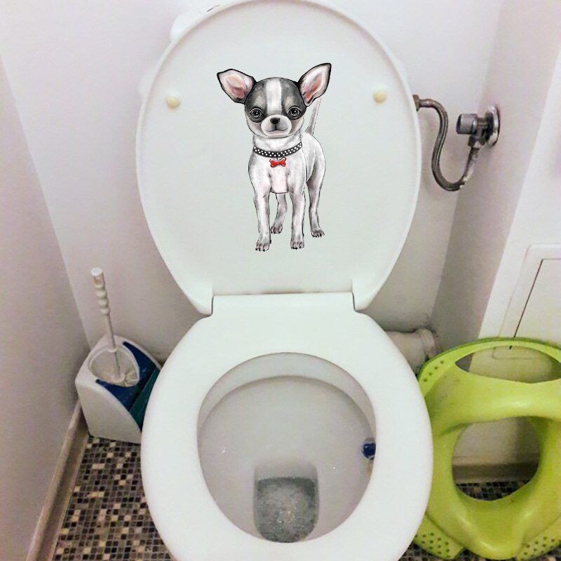 Yoja 14.6 × 23.6Cm Hand Getrokken Chihuahua Badkamer Wc Decoratie Thuis Kamer Muurstickers T1-2987