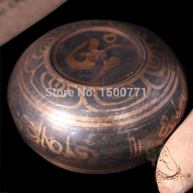 \ Speciale voor Ongebruikelijke Tibetaanse Brons Goud Verguld Grote Diameter 7.5 cm Tibet Bronzen Klankschaal Boeddha gong