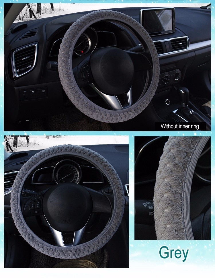 Parel Fluwelen Winter Auto Stuurhoes/Universele Zachte Warme Pluche Covers Voor Steering CSL88