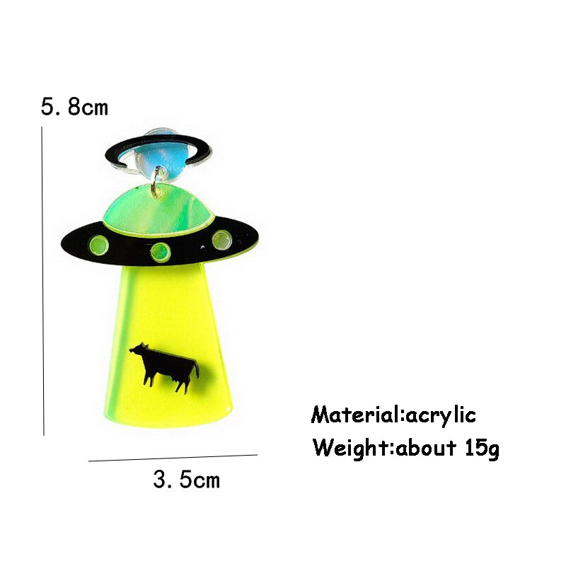 Donarsei Persönlichkeit Geometrische Raumschiff Außerirdischer UFO Acryl Ohrringe Für Frauen Nette Avocado Ohrringe Klinge Ohrringe