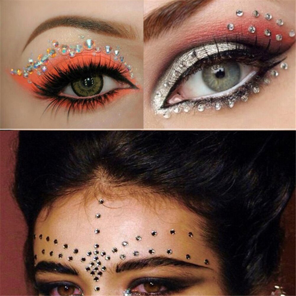 Kropp ansikte smink tillfällig glitter ögon klistermärken diy nail art strass dekor