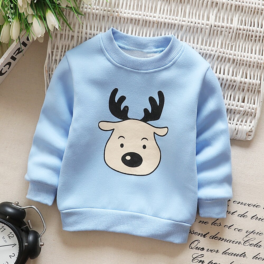 Peuter Sweatshirt Kids Meisjes Jongens Mode Herfst Winter Lange Mouw Cartoon Kerst Herten Crew Neck Tops Warme Kleding D27 #