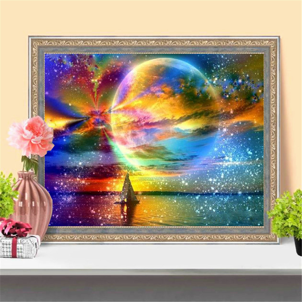 HUACAN Diamant Malerei Landschaft 5D Diy Volle Runde Diamant Stickerei Mosaik Hand Heimat Dekor