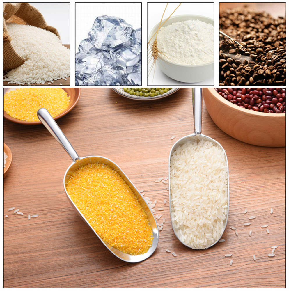 Pala para palomitas de aluminio multiusos, cuchara para harina, arroz, especias, sal, azúcar, barman, utensilios de cocina, FDH,