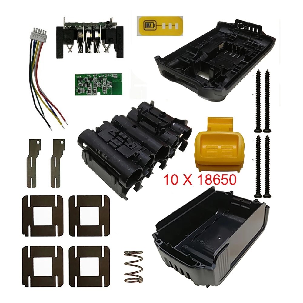 Til dewalt 10 core 18v/20v li-ion batteri udskiftning plastik taske kit dcb 180 li- ion batteriskal (ingen battericelle)