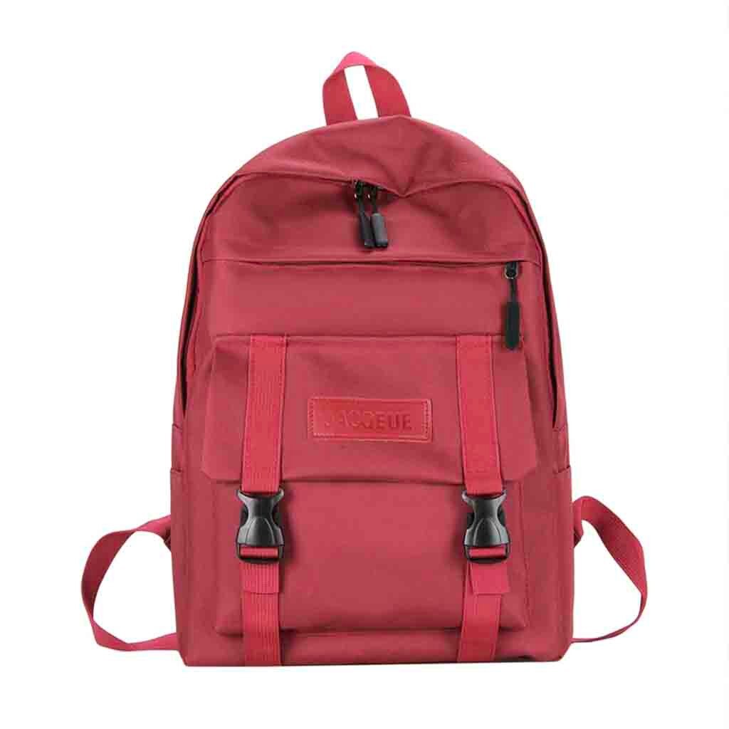 Nylon kvinnor ryggsäck skolväskor för tonåringar flickor preppy stil student ryggsäck kvinnliga ryggsäck mochilas feminina: Röd