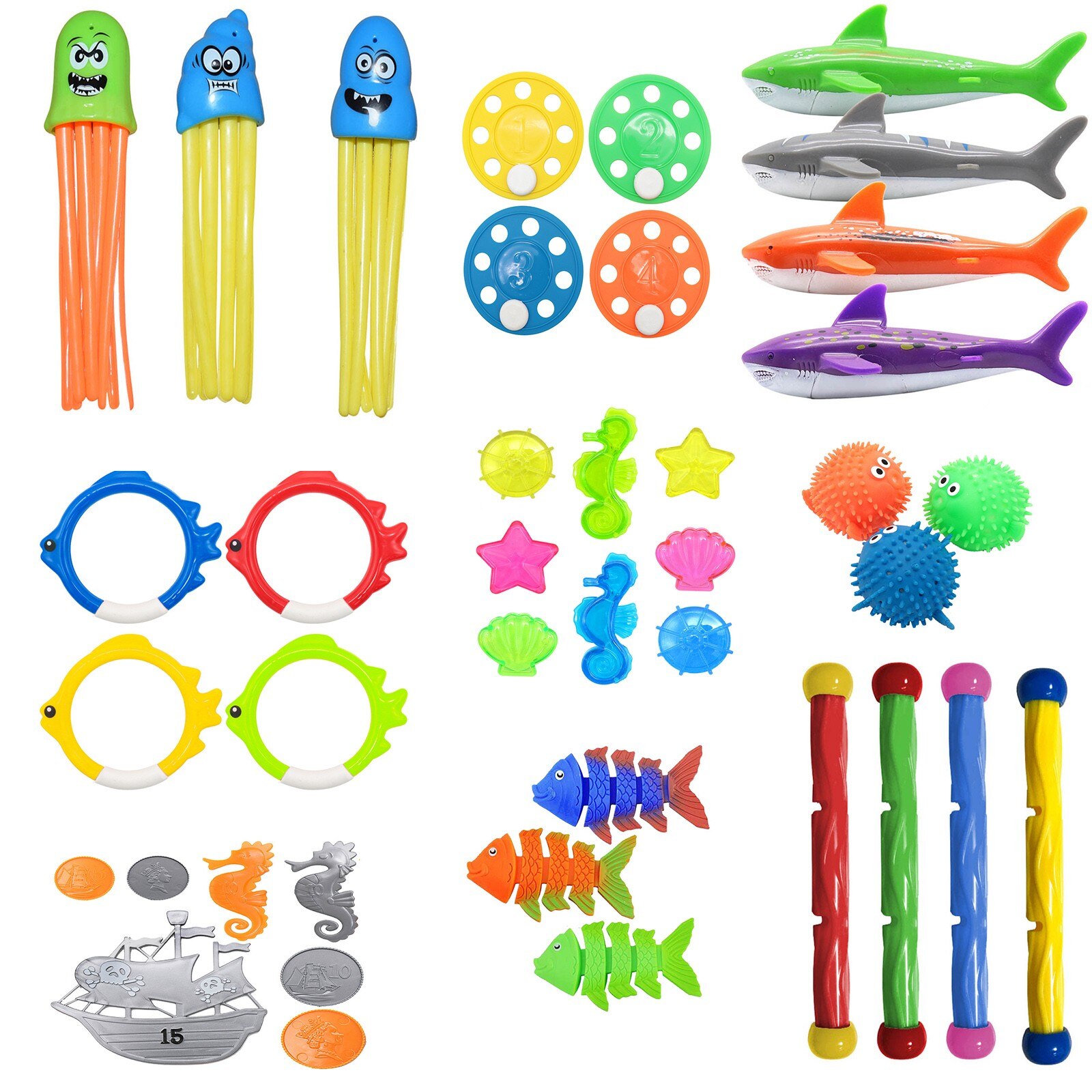 Set di giocattoli per piscina subacquea per immersioni subacquee gioco subacqueo anello per pesci piscina giochi d&#39;acqua Set regalo per allenamento giocattoli per bambini