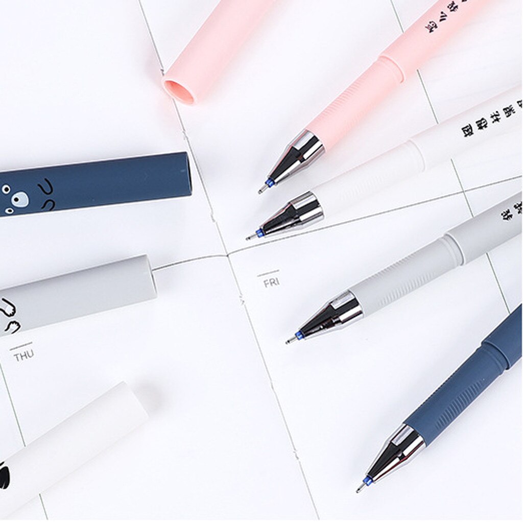 4PCS Animals Erasable Pen Cute Kawaii Cartoon Erasable Gel Pen School Office Supplies 0.35mm Blue Ink Student Refill Rods