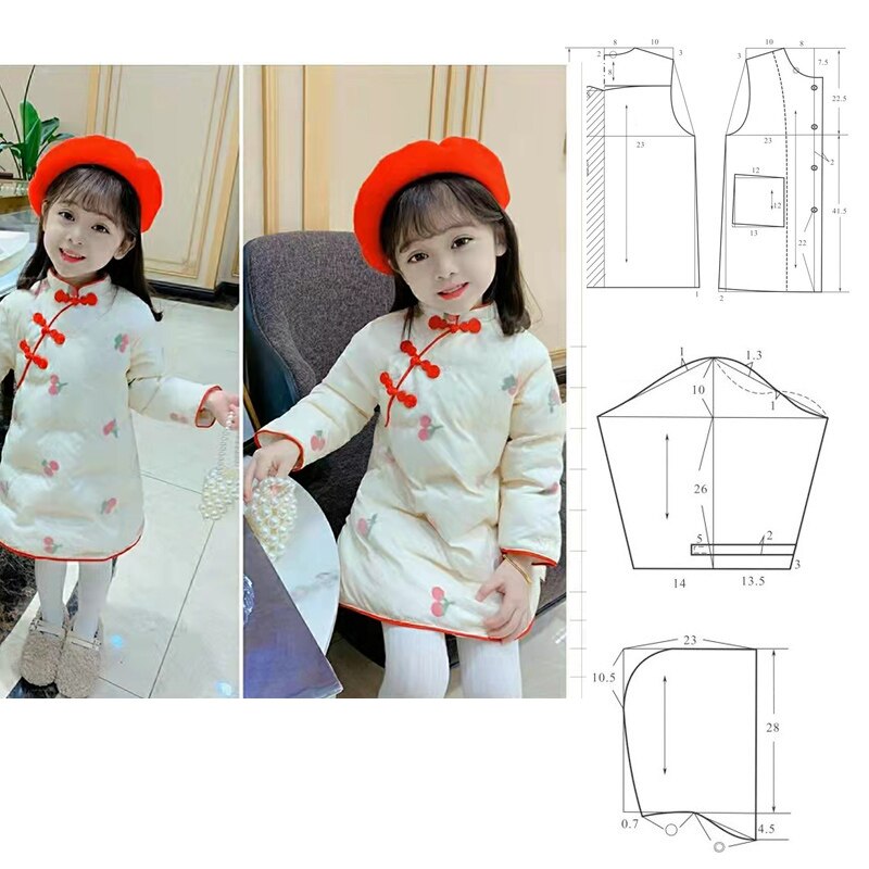 Chinese Style DIY Fabric For Sewing Patterns For Clothes Girl Kid Overalls For Children Winter Pattern Children's Outerwear
