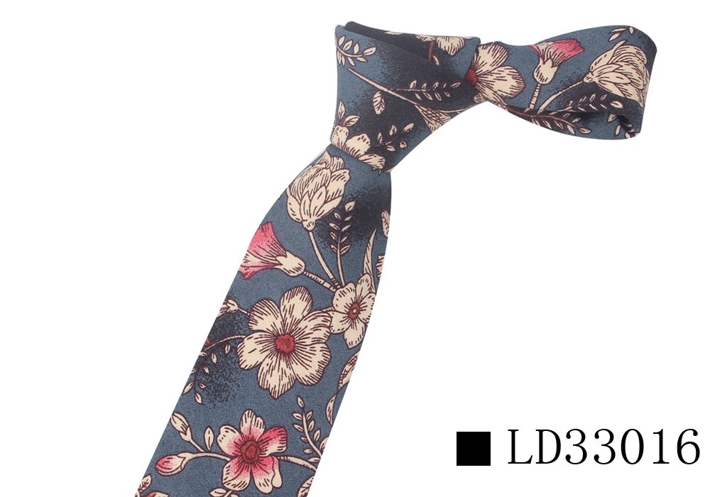 Bloemenprint Stropdas Voor Mannen Vrouwen Skinny Katoen Hals Voor Bruiloft Business Casual Mode Stropdassen Klassieke Pakken Slanke Hals ties: LD33016