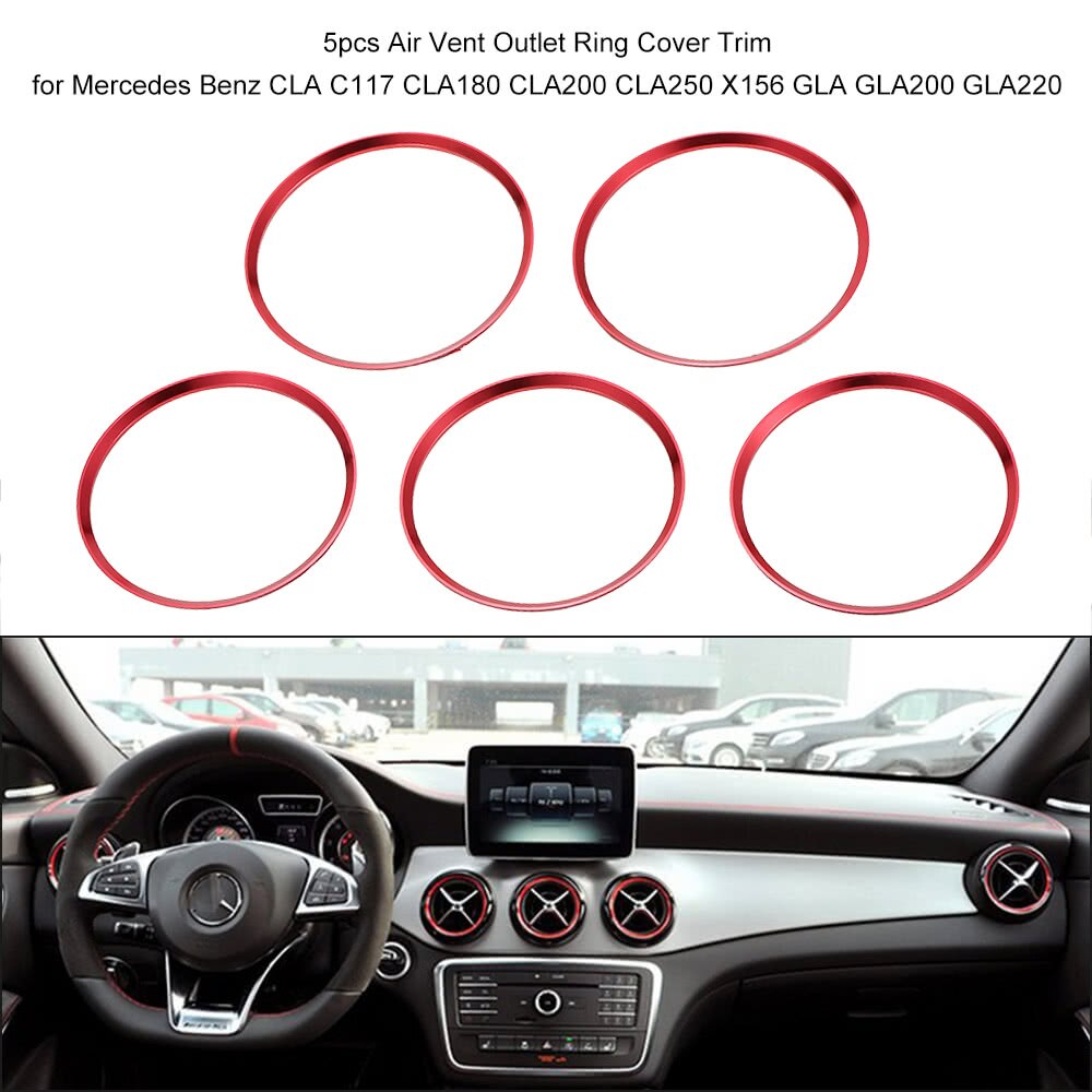 Rood 5 stuks luchtrooster uitlaat ring afdekkingen rood voor mercedes/benz gla cla 180 200 voor mercedes voor mercedes/benz