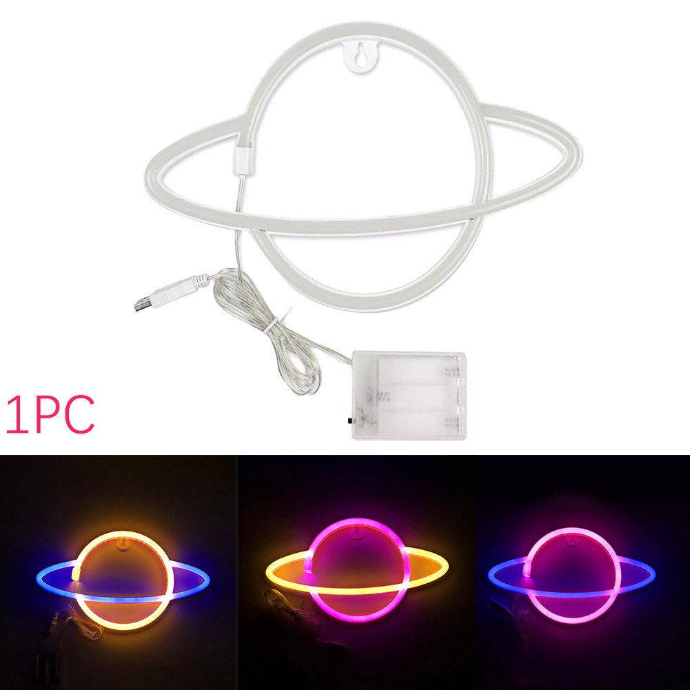 Slaapkamer Mooie Planeet Neon Vorm Led Licht Home Decor Muur Usb Pc Batterijen Teken Bar Game Charmant Party Hotel plastic Kids