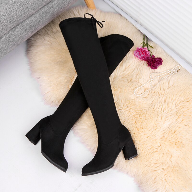 Vrouwen Casual Over De Knie Laarzen Schoenen Winter Vrouwen Vrouwelijke Ronde Neus Platform Hoge Hakken Pumps Warme Snowboots Schoenen mujer W90: 38