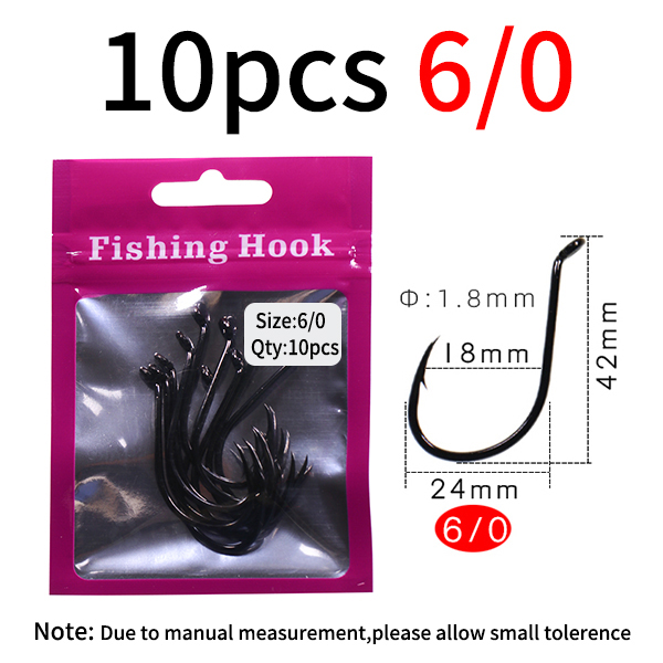 Lionriver 10 stks/zak 3/0-8/0 Octopus Snavel Koolstofstaal Offset Vishaak Zoutwatervissen Livebait/Snapper Rig Haak: Bordeaux