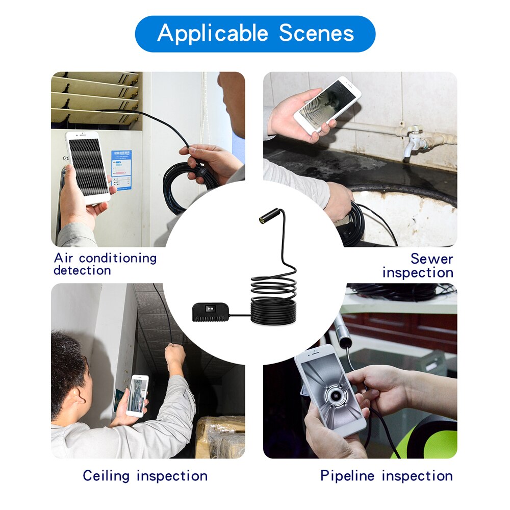 Inskam 109a 5.0mp wifi multifunktionelt ultra hd autofokus endoskop  ip68 industrielle endoskoper med 4 lysdioder