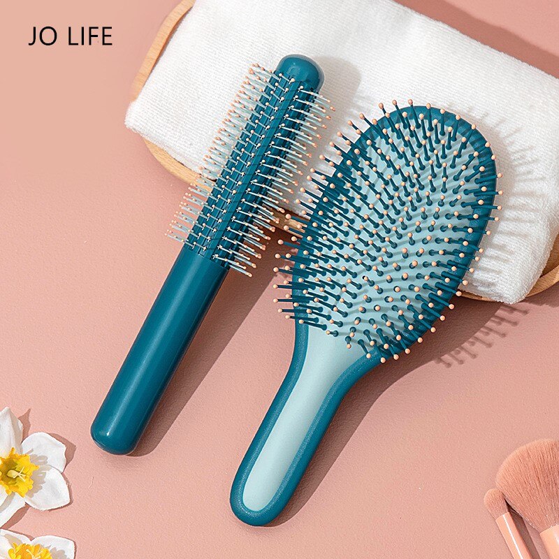 JO LIFE-cepillo de pelo con paleta herramientas de belleza, peine para pelo rizado, masaje del cuero cabelludo, antiestático, sin enredos