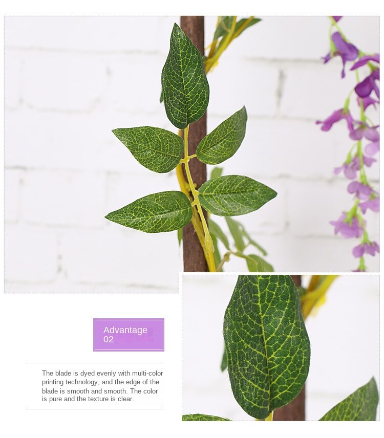 Symulowany kwiat wisterii rattanowy kwiat fasoli rattanowe dekoracje na choinkę roślina domowa dekoracja ślubna rozbudowy faux prywatności ogrodzenia