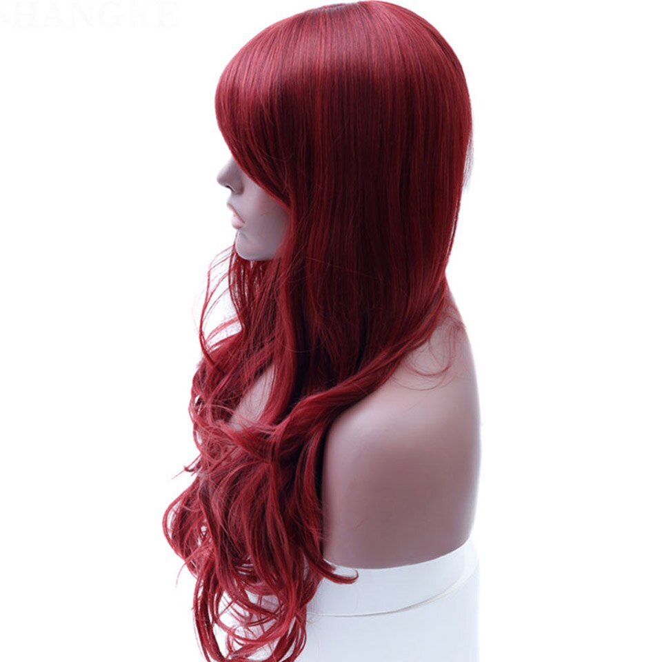 Allaosify Long Full Red Wig Wavy Wigs for Black Women Side Part Heat Resistant Wig Red Cosplay Wig