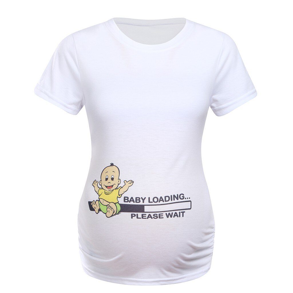 List drukuj koszulki ciążowe kobiety macierzyństwo koszulki z krótkim rękawem Tshirt ubrania ciążowe koszulki w ciąży Crew-neck odzież ciążowa