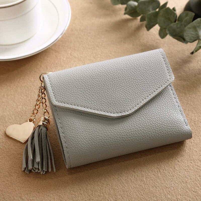 Women's Mini Wallet Candy Color Cute Coin Purse Card Package Wallets Heart-shaped Embroidery Women Short Wallet Multi-function: A-3