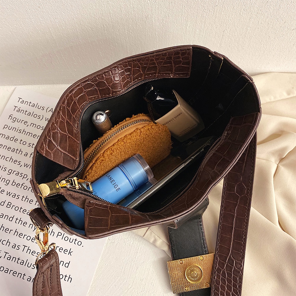 Crocodile modèle PU cuir sacs à bandoulière pour femmes couleur unie sac à bandoulière femme sacs à main sauvage sac de selle