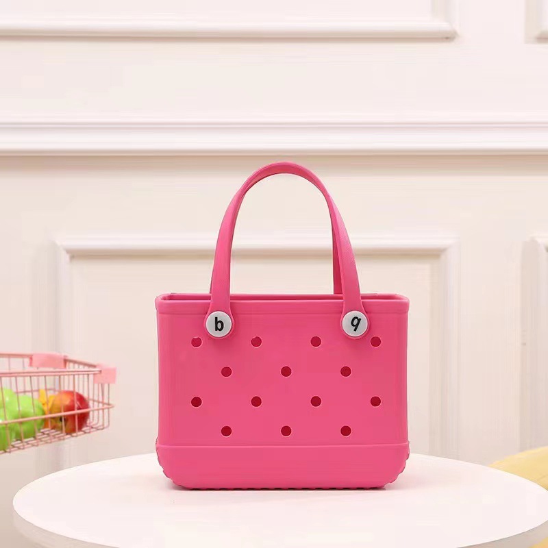 Pequeño bolso de playa, cesta de silicona con arena para niños, impermeable, lavable, a prueba de punta, duradero, abierto, para de Navidad