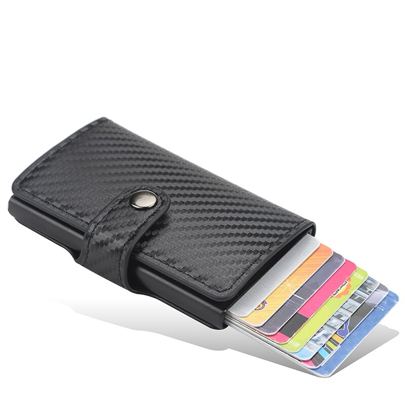 Credit Kaarthouder Hasp Smart Id Card Case Metal Rfid Aluminium Doos Slanke Mannen En Vrouwen Id Houder Pu lederen