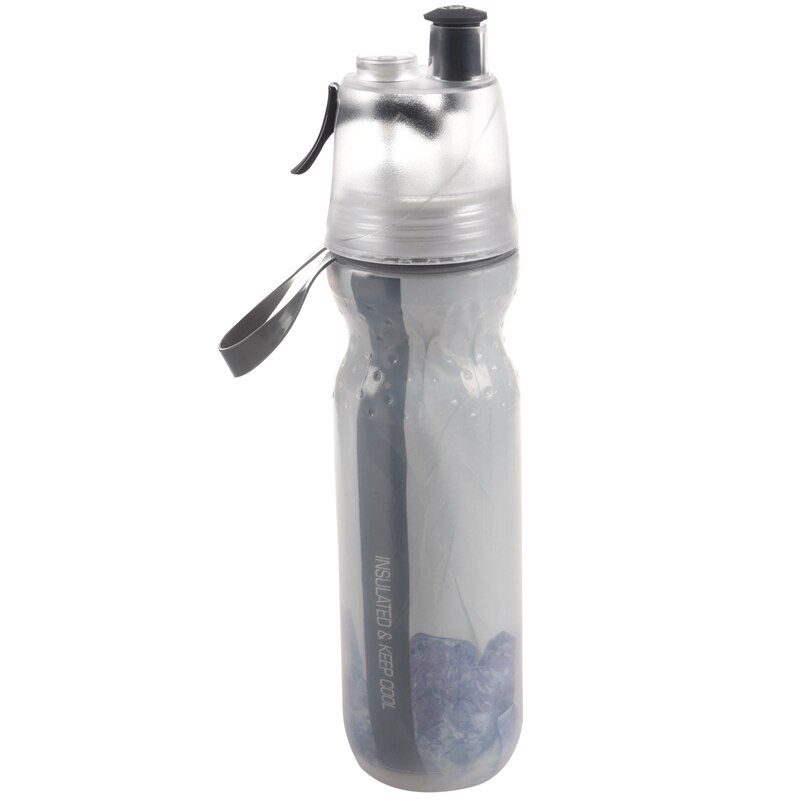 Water Bottles Insulated Mist Spray Water Bottle Double Layer Ice Cold Bottle Sports Outdoor Drinking Kettle Black