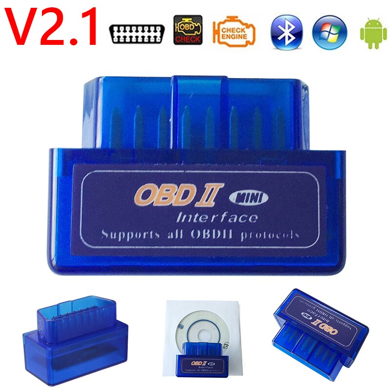 ELM327 V2.1 OBDII Scanner Mini Bluetooth OBD2 Car Check Engine Light Code Reader Diagnostic Scanner Tool Interface Adapter