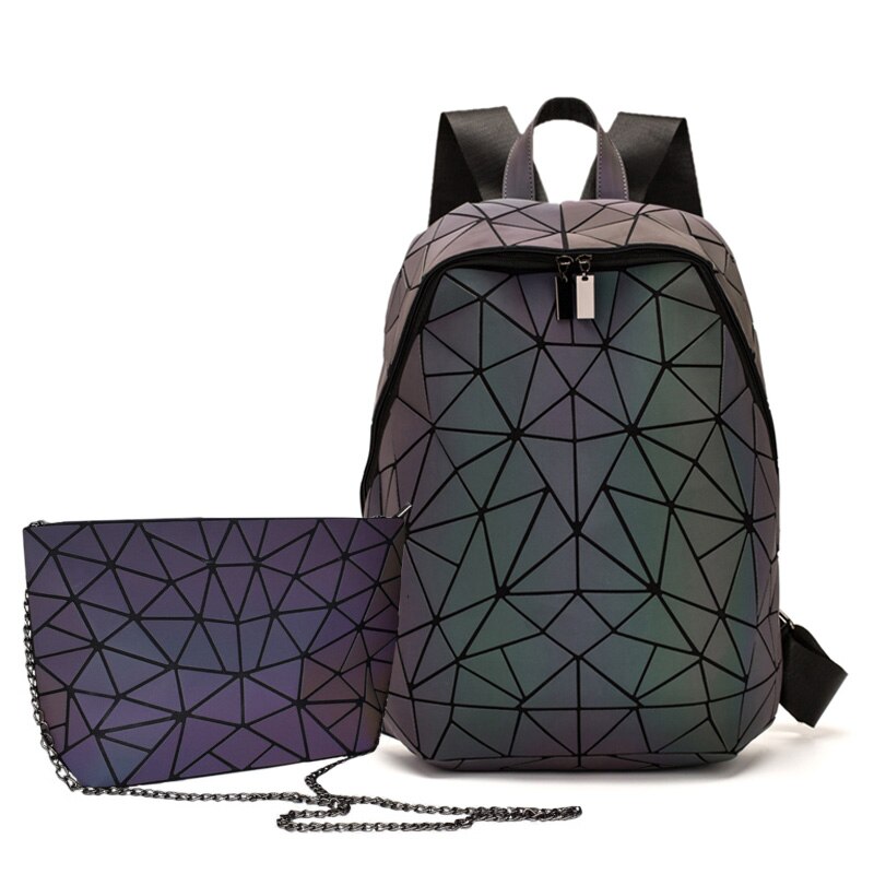 Leucht Rucksäcke Frauen Geometrische Laptop Rucksack Für Männer Schulter Rucksack Schule Holographische Rucksack Weibliche Trave Schule Tasche: Luminous  2Pcs b