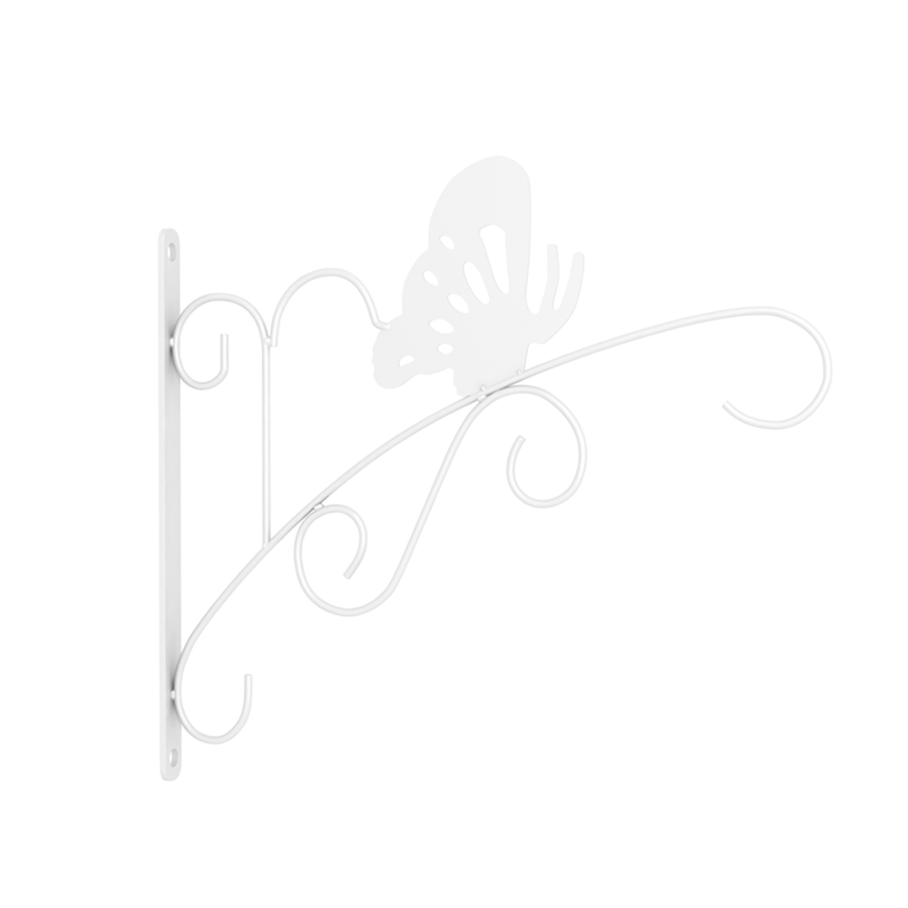 Praktische Plant Stand Houder Wall Mounted Iron Art Bloempot Haken Kandelaar Huis Balkon Hanger Tuin Decoraties: WHITE