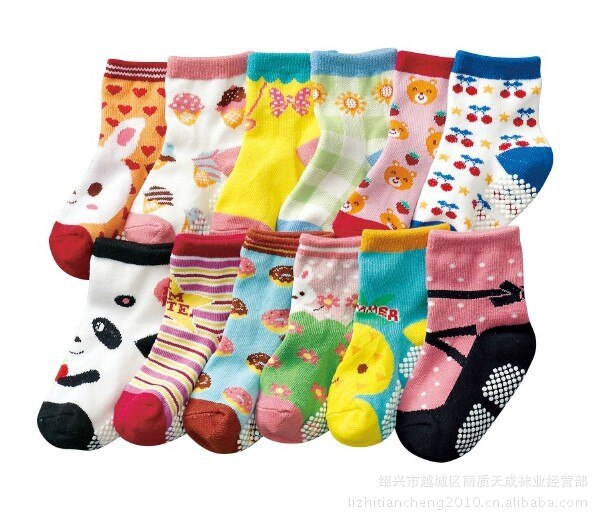 kids Socks Baby Boy Girl Casual Autumn Winter Cotton Cartoon Animal Anti Slip Floor Children Sock 12pair/lot: 4