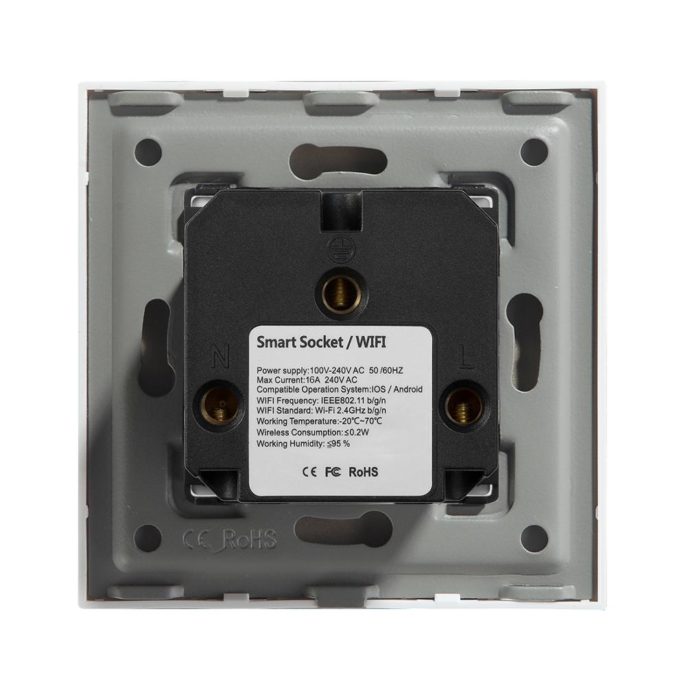 BSEED Single WIFI Power EU Sockets Double Smart Google Alexa Wall Sockets 16A Triple Glass Crystal App Sockets On/Off Switches