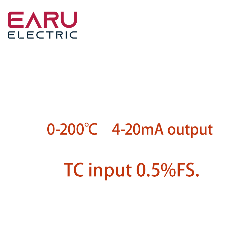 Programmable Thermocouple K J PT100 to 4-20mA Converter TC RTD Input 4-20mA Output Head-mounted Temperature Transmitter: 0-200 TC input 0.5