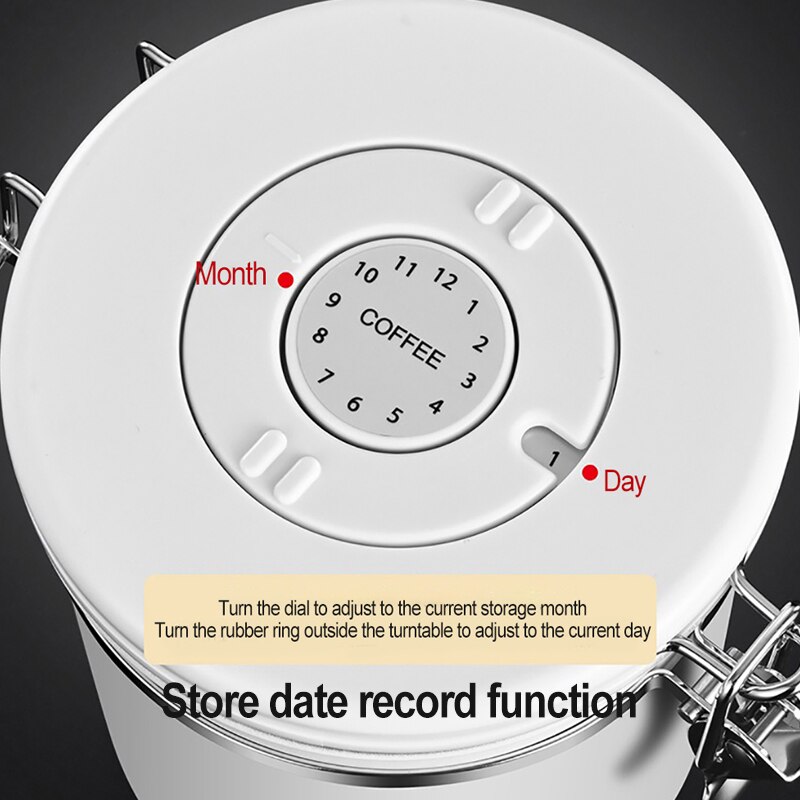 Recipiente de almacenamiento para granos de café, recipiente hermético de acero inoxidable sellado con válvula de CO2, mantiene los cereales frescos, tarro de té y caramelo