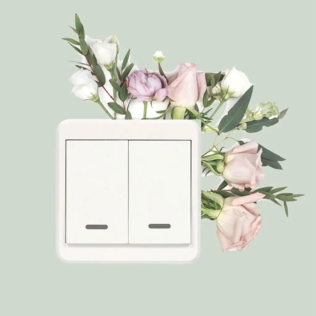 Pegatinas creativas de PVC para interruptor de pared, interruptores de enchufes de luz, rosas, margaritas, peonías, flores, hojas, plantas verdes, decoración del hogar,: Multicolor