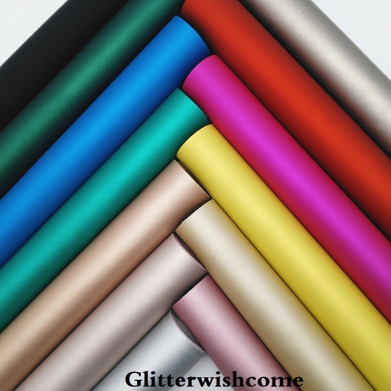 Glitterwishcome 30 x 134cm mini rulla synteettinen nahka, fluo metallinen sileä nahka kangasvinyyli jousille , gm015a