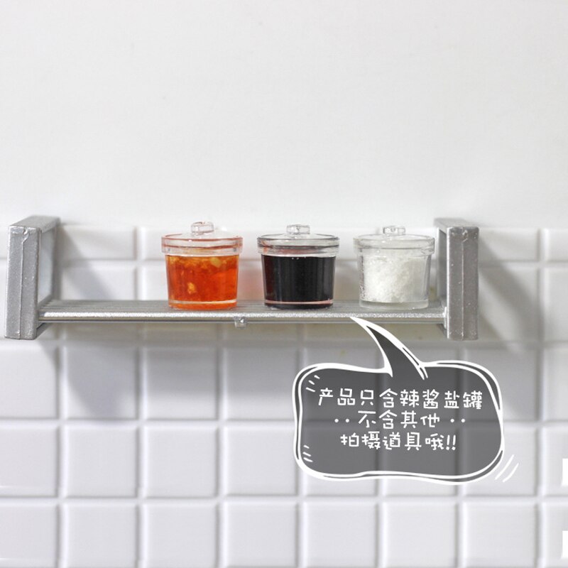 Cute mini 1/12 scale dollhouse miniature kitchen salt & soy sauce & chili oil castor pretend play doll food toy accessories