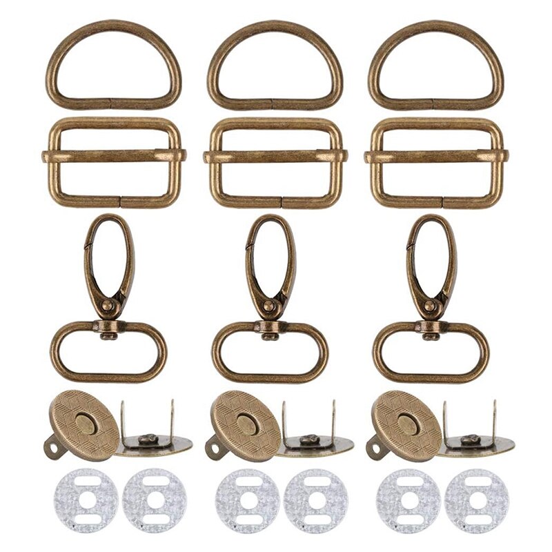 40 stk. 25mm d-ringe til stikkontakter, netiknapper, drejeknapper, tre sysække med glidende lås (bronze)