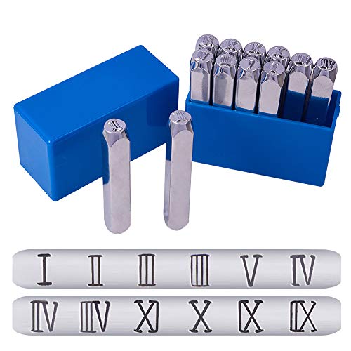12 Pcs Romeinse Cijfers Metalen Stempel Set Ijzeren Hoofdletters Postzegels Punch Press Tool Voor Imprinting Op Sieraden Leer Hout Stempelen: Roman numerals