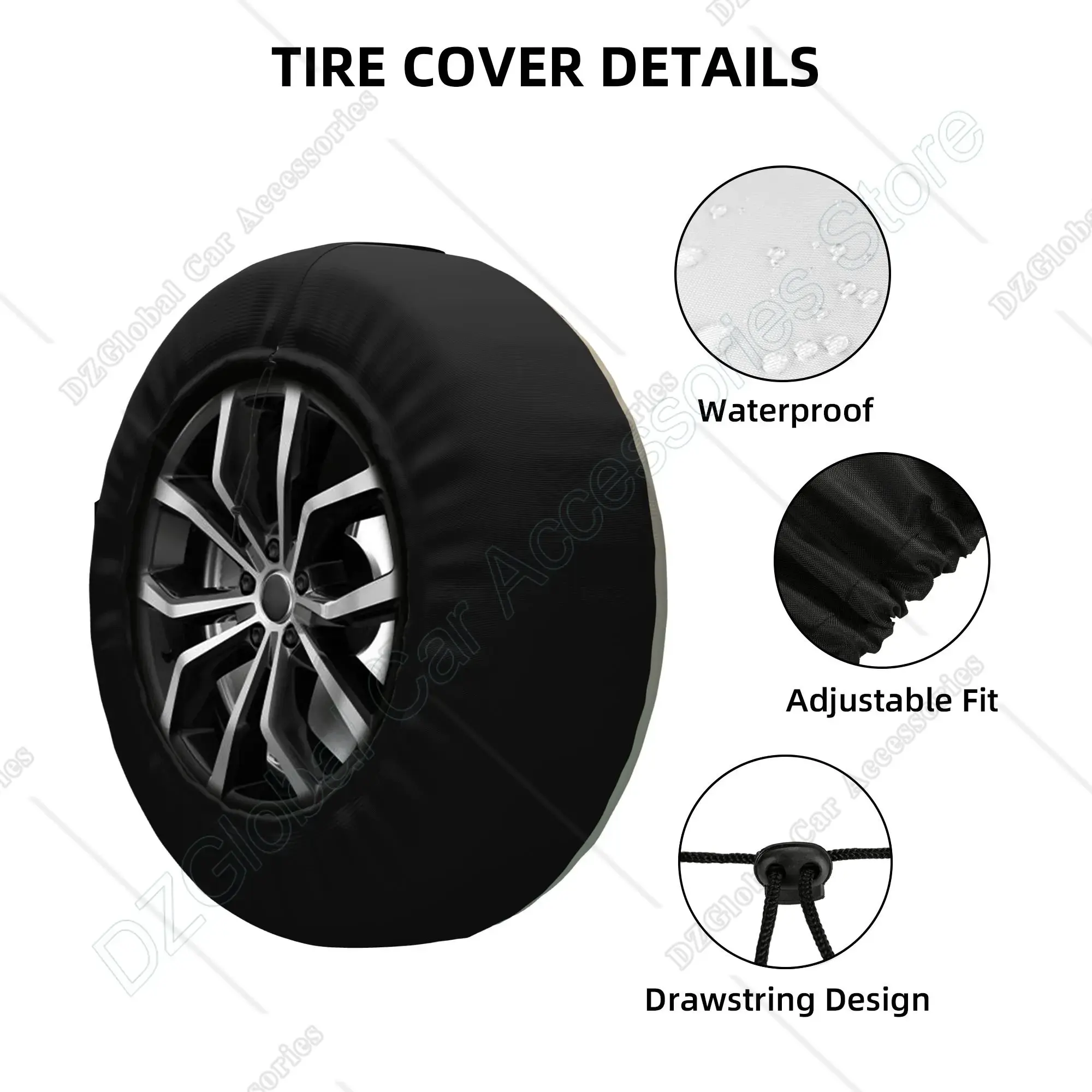 Happy Camper Spare Tire Cover Universal Wheel Covers Tire Protect Cover for RV Travel Trailer Camper Truck SUV 14 15 16 17 Inch