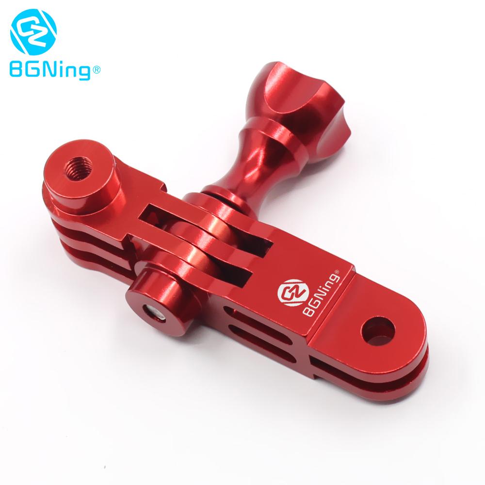 BGNing Aluminum Three-Way Pivot Arm Mount Adapter for GOPRO Hero Session 8 7 6 5 OSMO MAX for XiaoYi SJ GitUp Sport Camera: Red BGNing logo