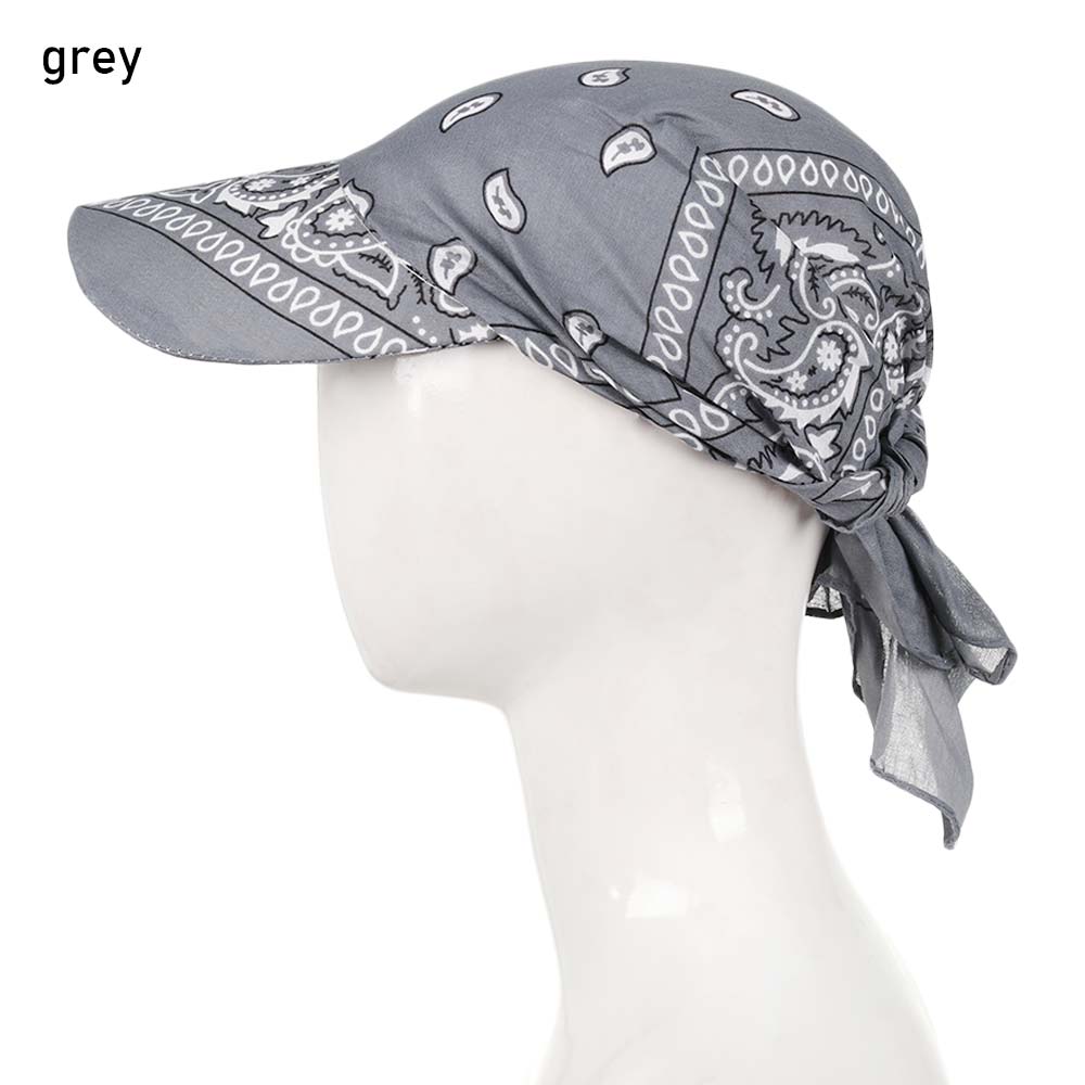 Cotton Visor Hat Women Men Unisex Printed Square Scarf Cap Soft Headscarf Outdoor Sunshade Hats: grey