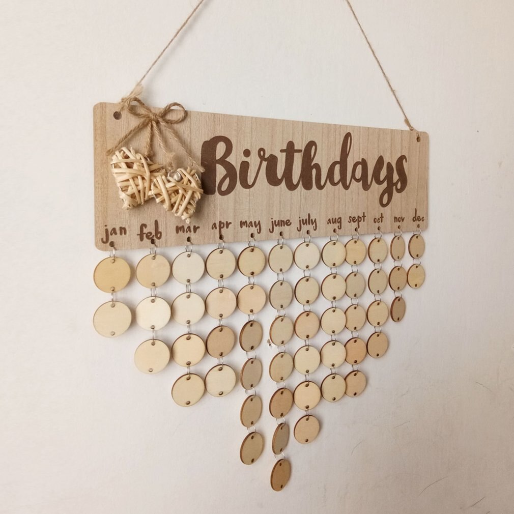 Chritsmas Birthday Special Days Reminder Board Home Hanging Decor Wooden Calendar Board Hanging Ornament Year Decoration